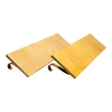 Two 1960s large Aldo Tura shelves made of wood and goatskin in beige