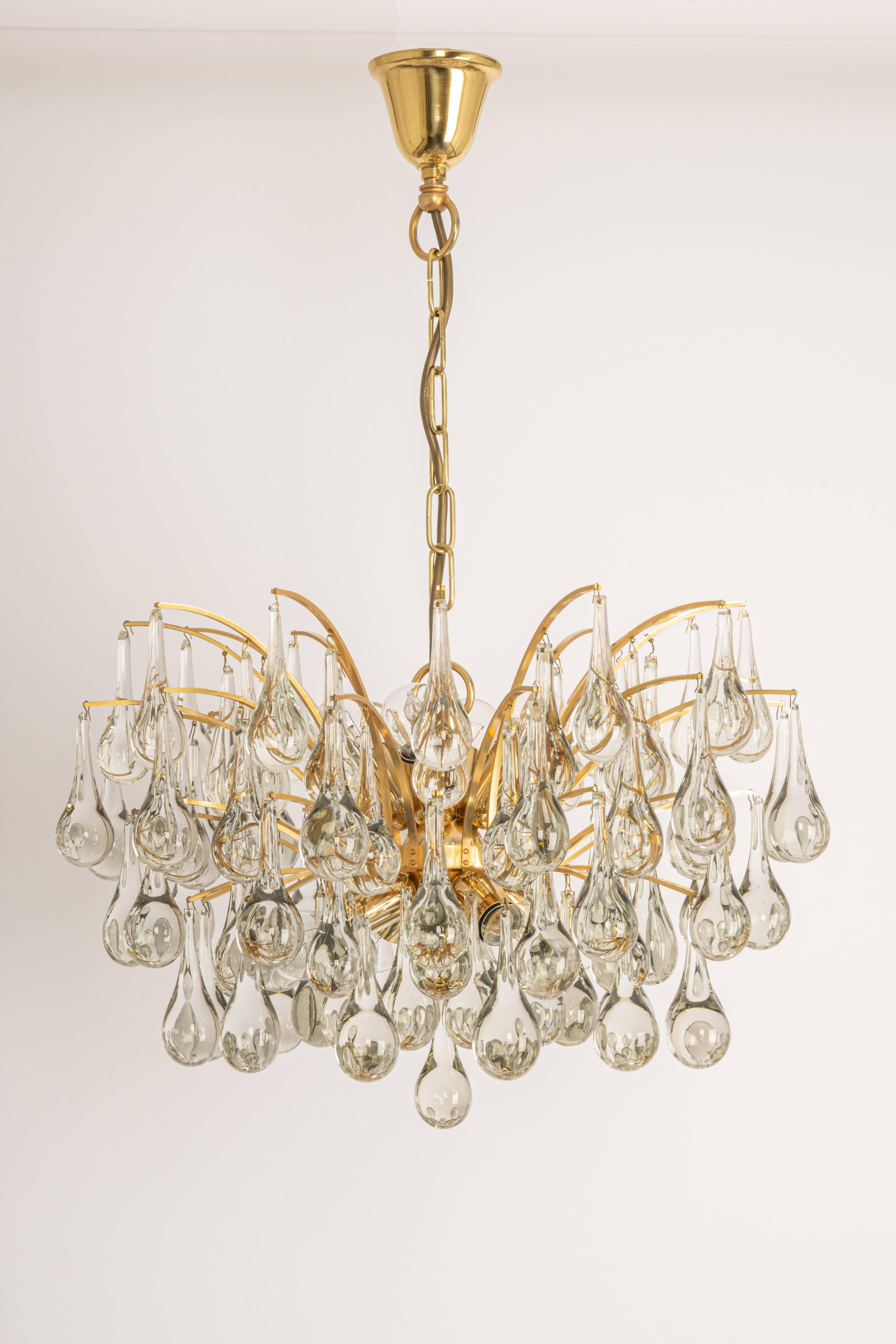 Murano glass drop-shaped chandelier, Christoph Palme, Germany, 1970s