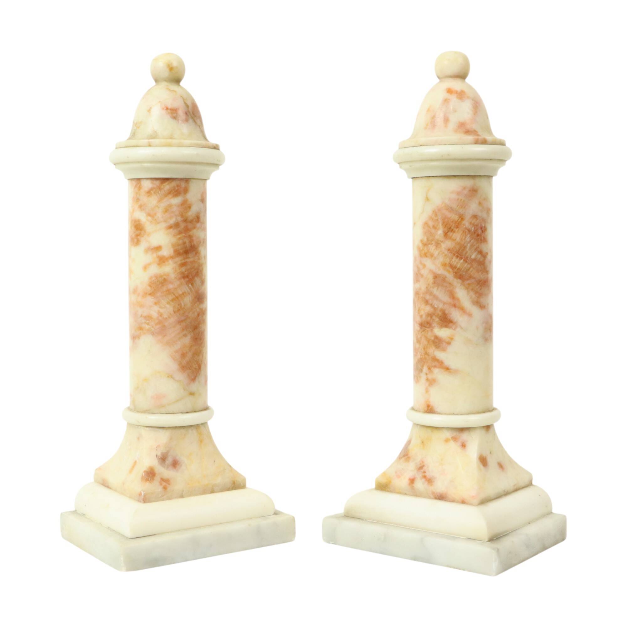 Set of 2 Decorative Marble Pillars Columns Classic 35cm