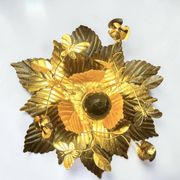 Applique fleur métal doré à la feuille d'or vintage Applique florentine