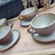 Set of 4 stoneware cups and sub-cups - vintage