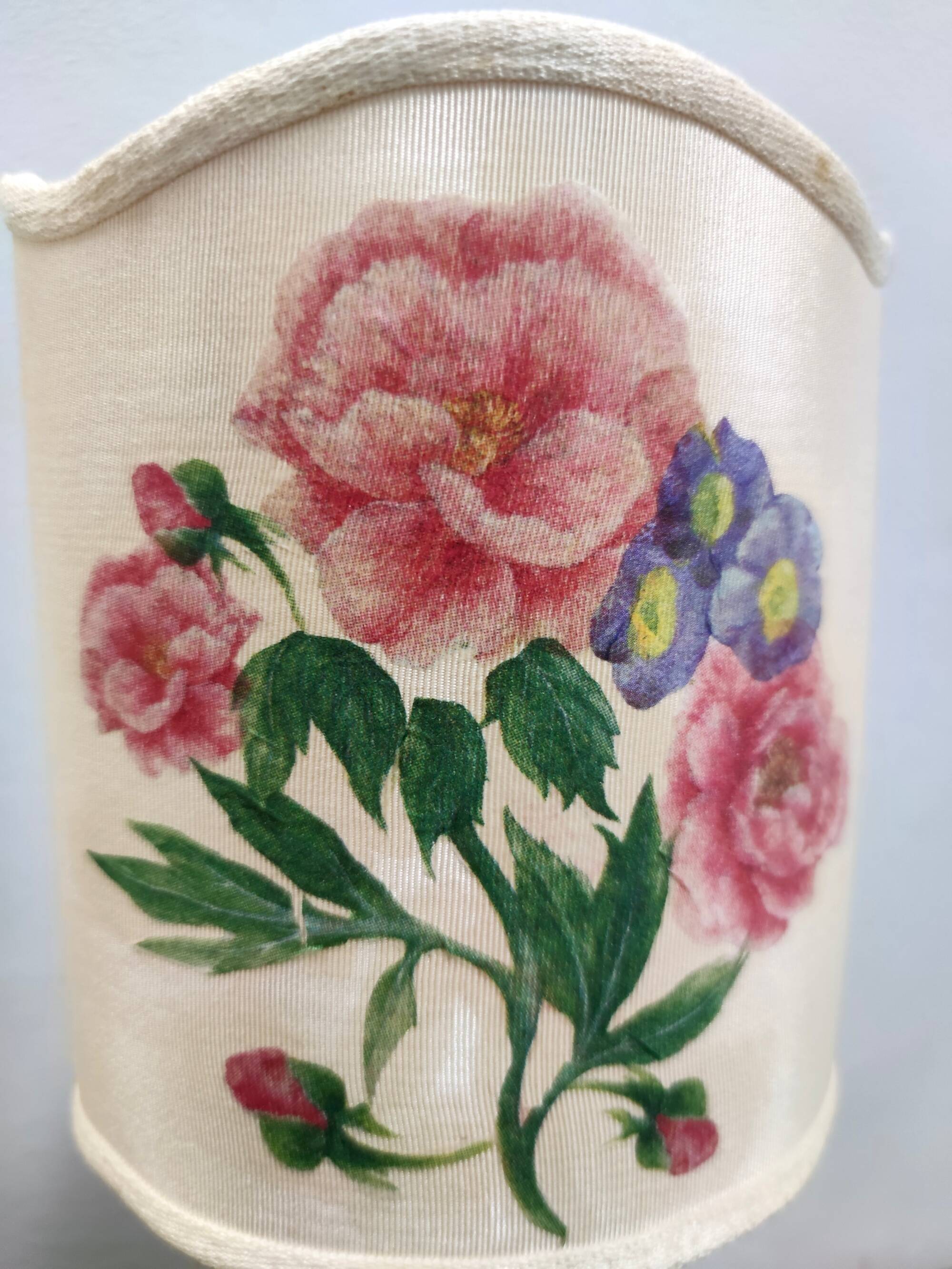 Pair of Murano Glass Table Lamps by Gino Cenedese with Floral Lampshades