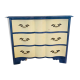 Commode parisienne esprit Louis IV ecru & bleu