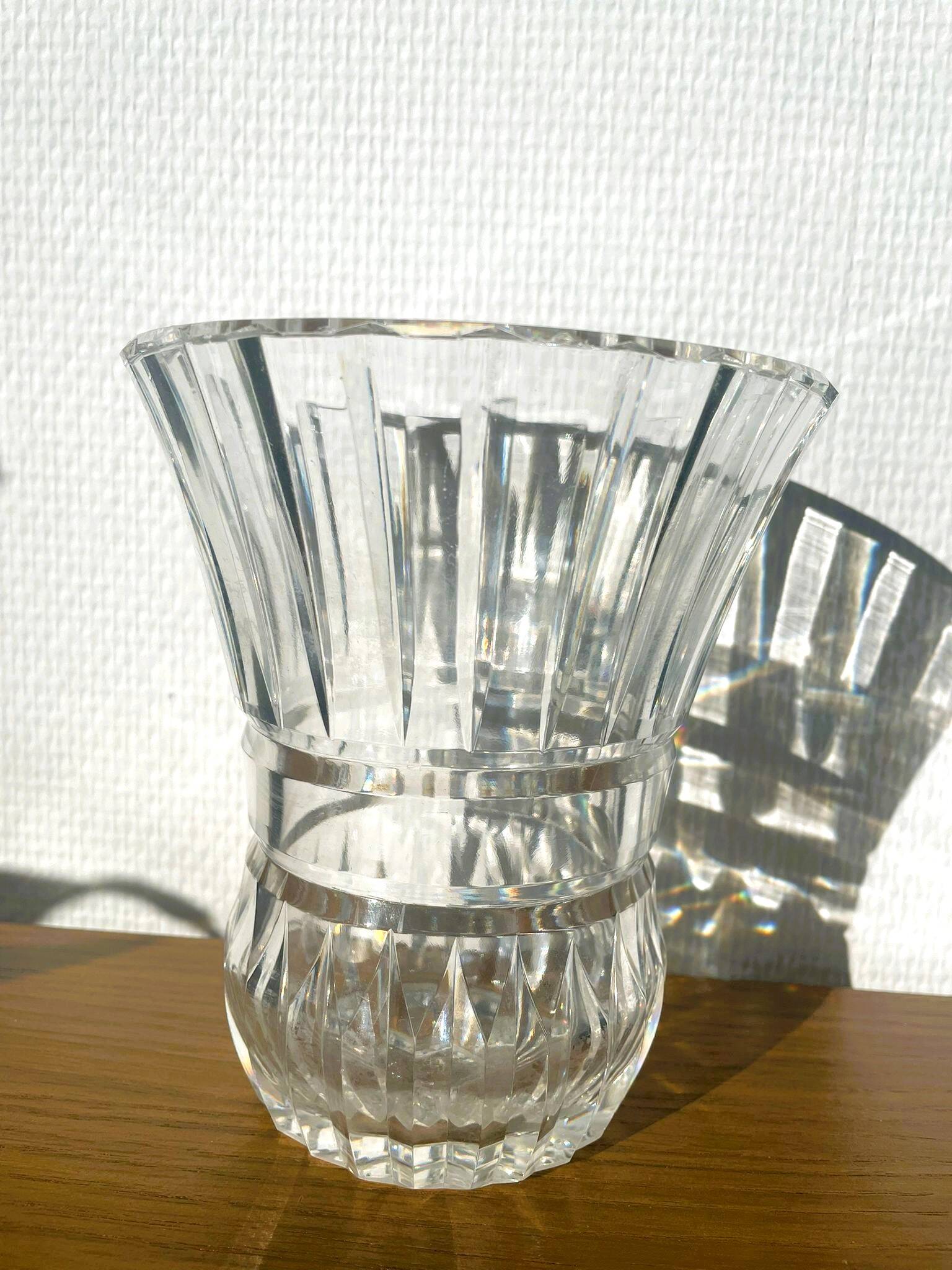 Clear crystal vase Val Saint Lambert