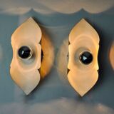 Pair of "folio" wall lights, space age, chromed metal, Italy, 1970