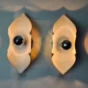 Pair of "folio" wall lights, space age, chromed metal, Italy, 1970