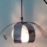 70's chrome metal/glass chandelier