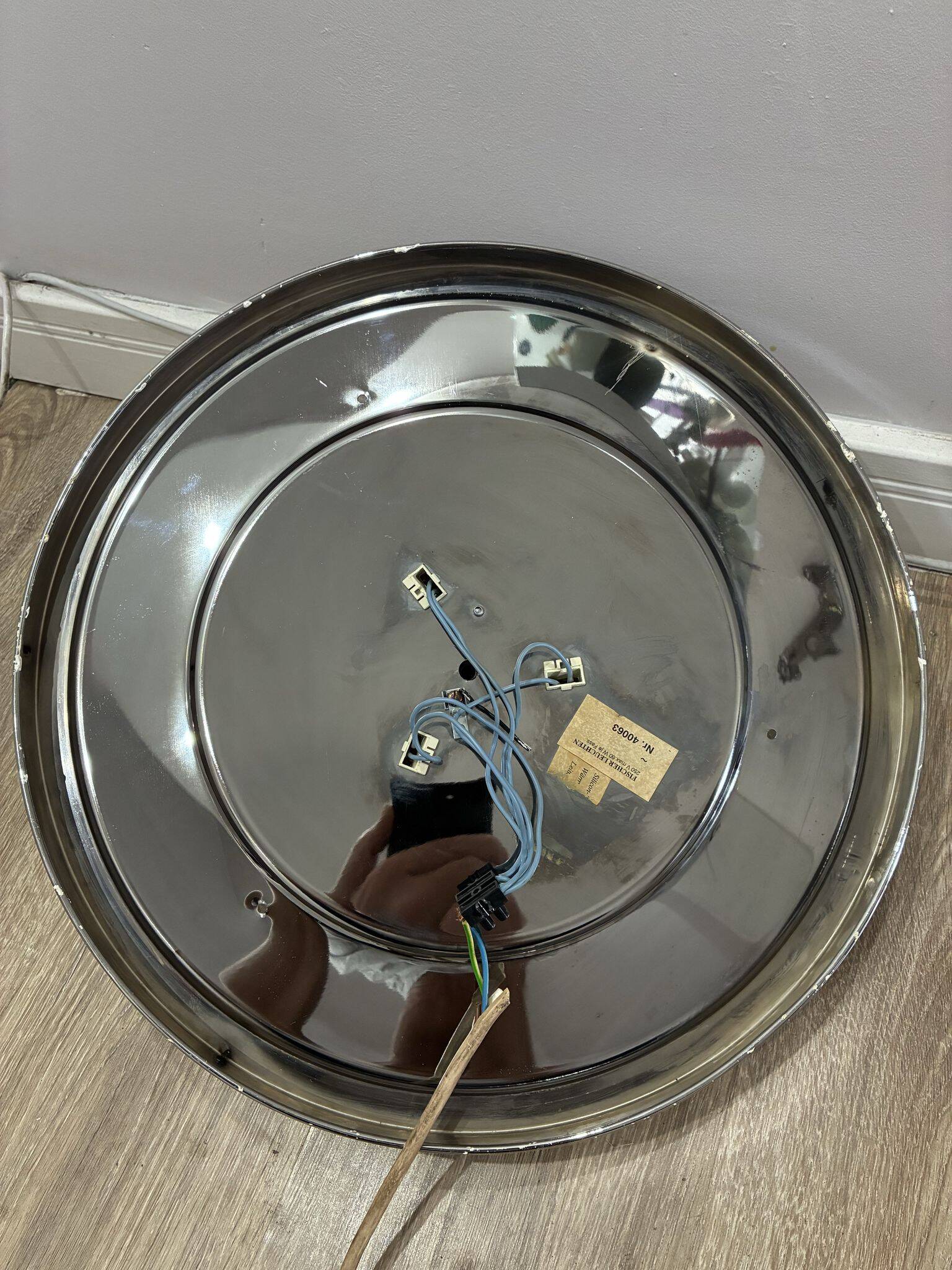 Fischer Leuchten ice glass ceiling light, chrome, 1970s