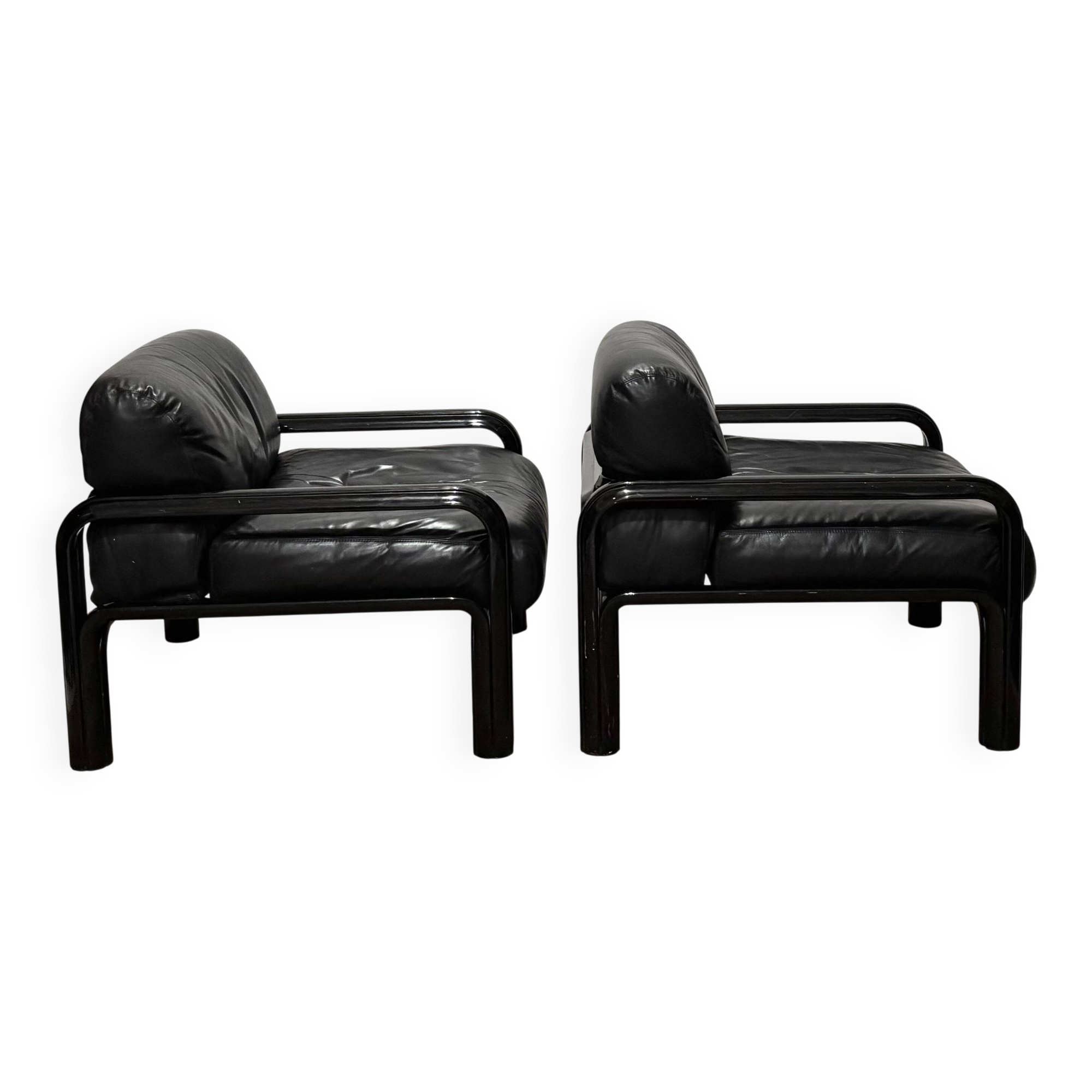 Paire de fauteuils Gae Aulenti Knoll cuir