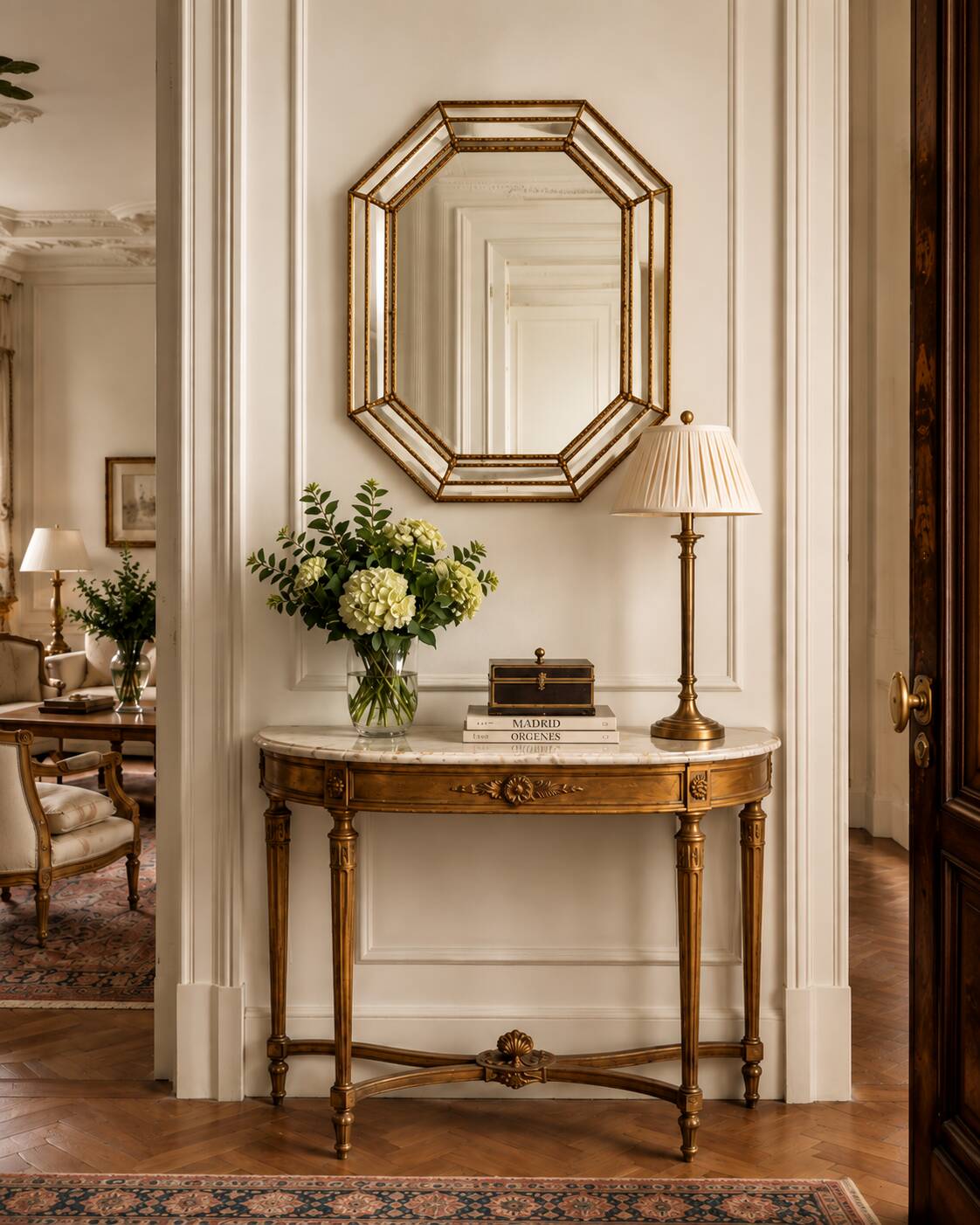 Octagonal Venetian Modern Hollywood Regency Mirror, Handmade in Spain, 1980