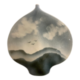 Lens soliflore vase signed Virebent in porcelain, design Yves Mohi, 1970