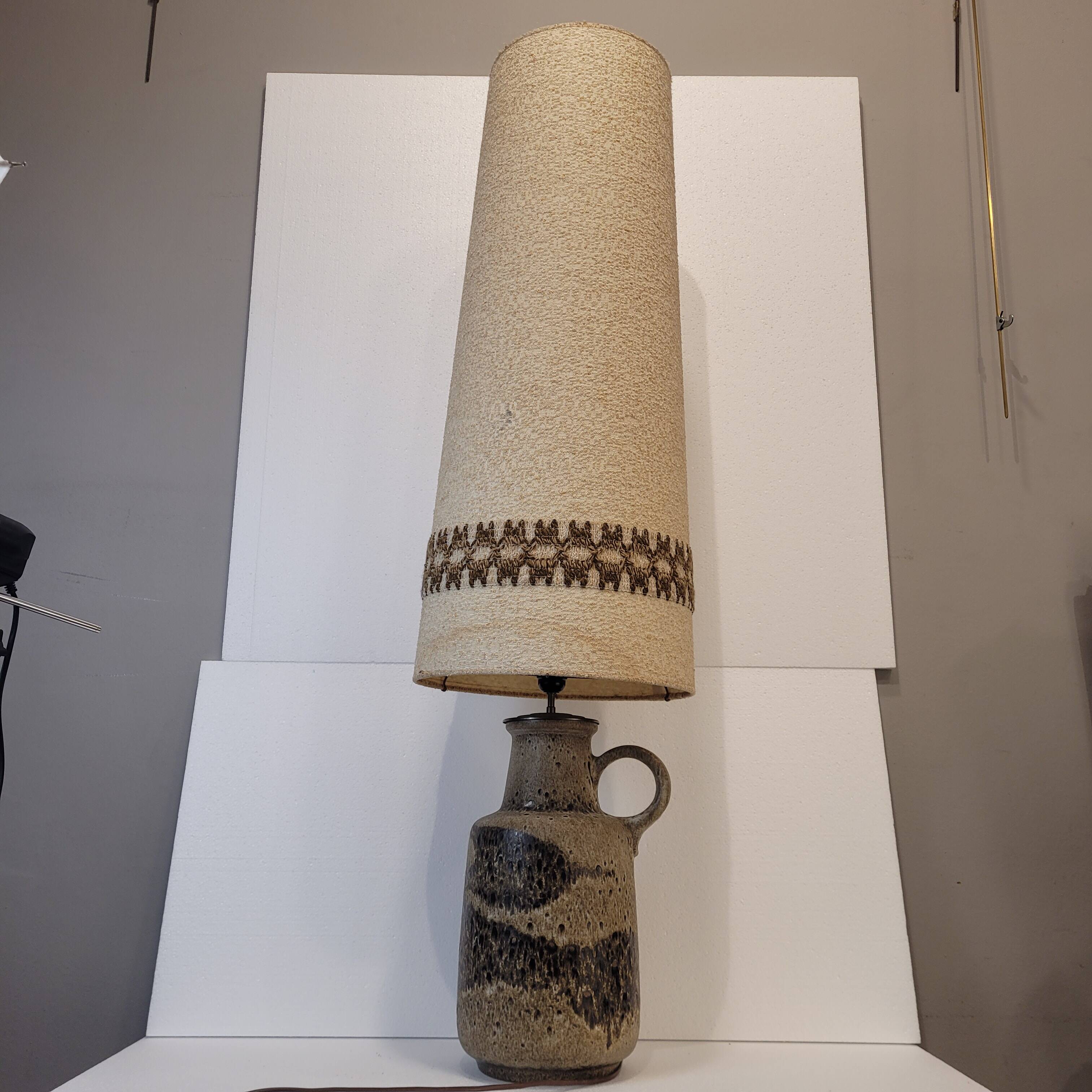 Lámpara cerámica Fat Lava con pantalla original, Scheurich Keramik, 60’s