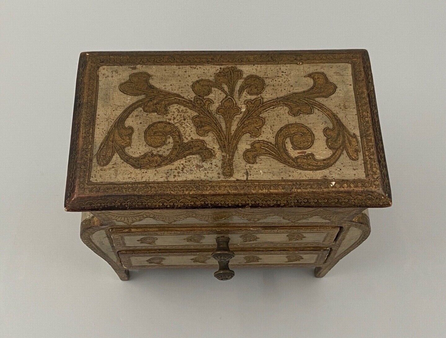 Miniature chest of drawers gilded wooden poupee furniture jewelry mid xxe italian