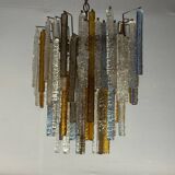 Oval-shaped Venetian chandelier in Murano glass, circa 1950, Venini