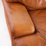 Vintage three-seater leather sofa. Edition by Roche Bobois. France, 70s-80s