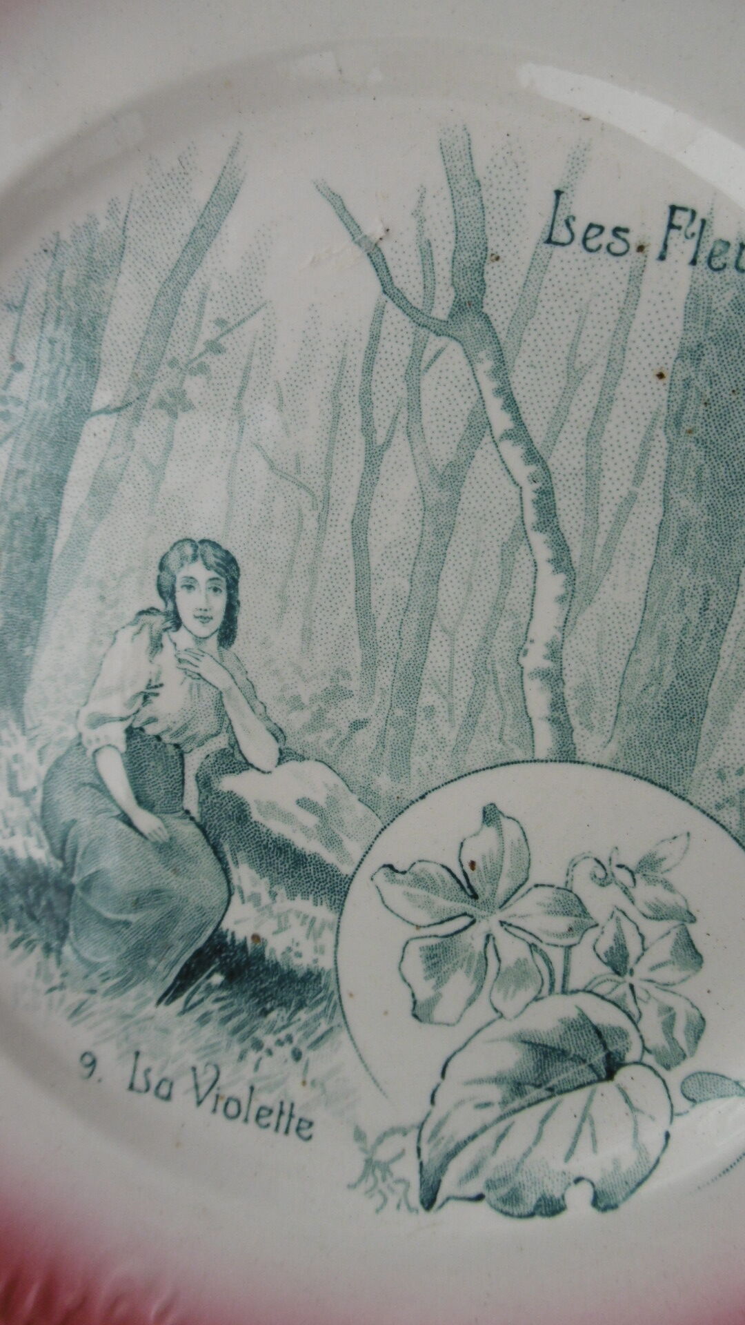 Digoin Sarreguemine talking plate old earthenware