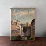 Village, unsigned, 20th century, oil on canvas, 38x29cm, unframed