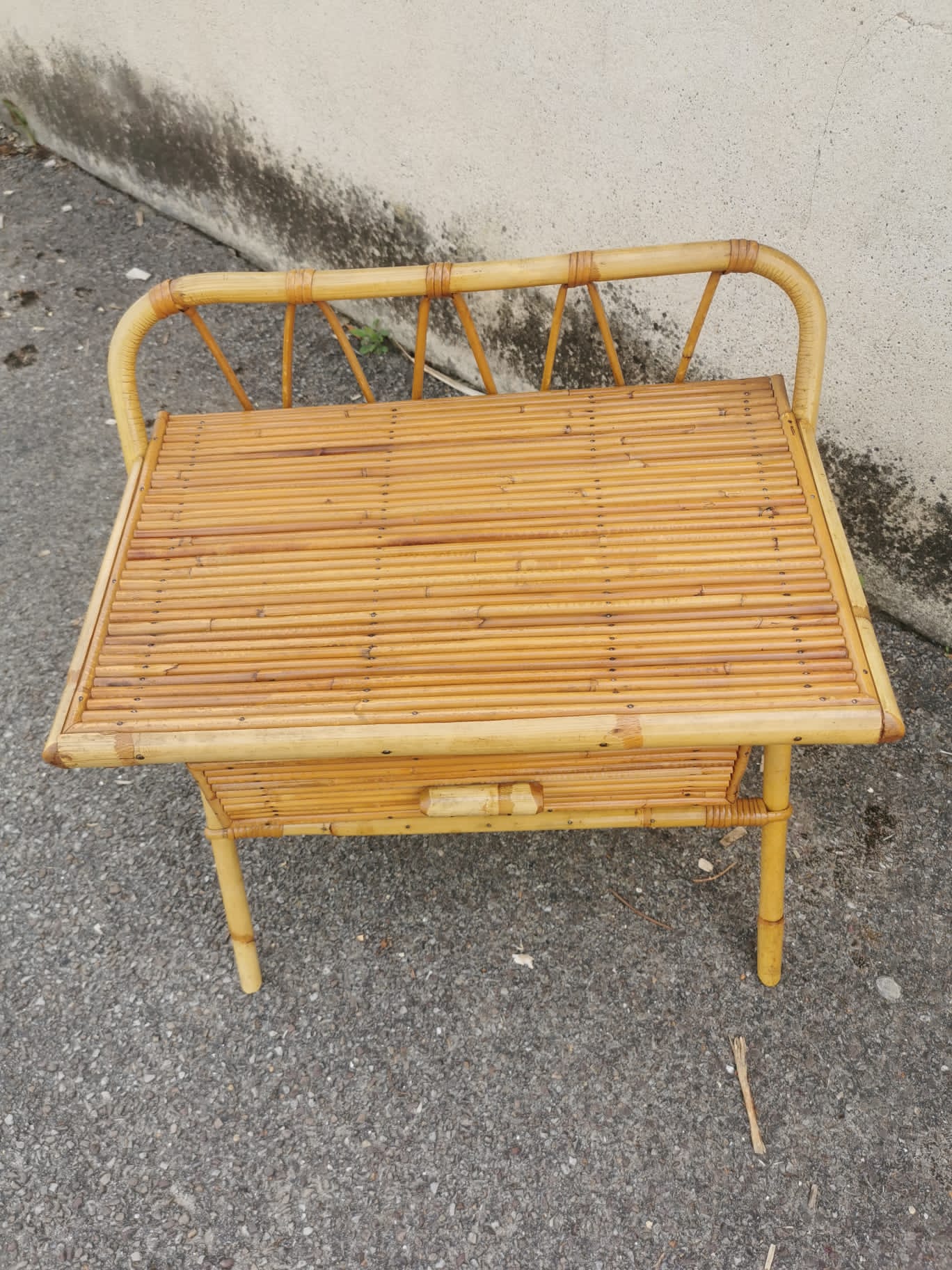 Pair of vintage rattan bedside tables