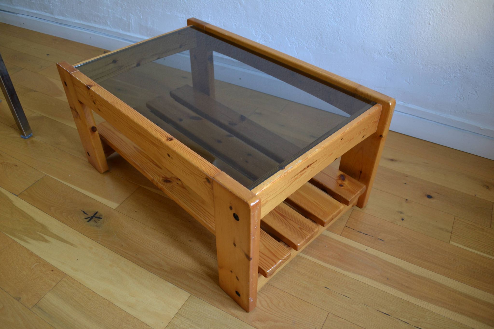 Table basse bois et verre