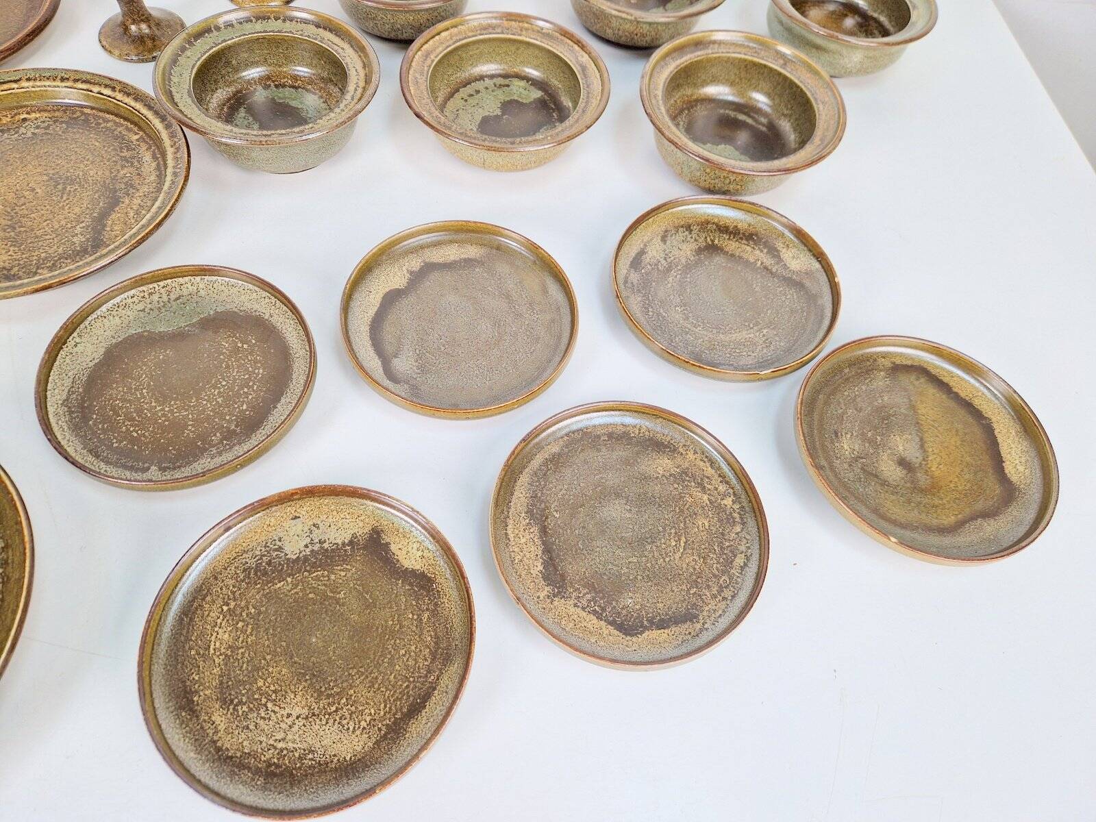 Vintage Arts and Craft Pottery Tableware Set by Gert De Rijk, 1976, Set of 22