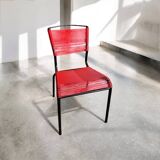 Set de 4 chaises Spaghetti rouges – Design italien 70s – style Belotti