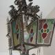 Ancient wrought iron lantern stained glass windows 19th