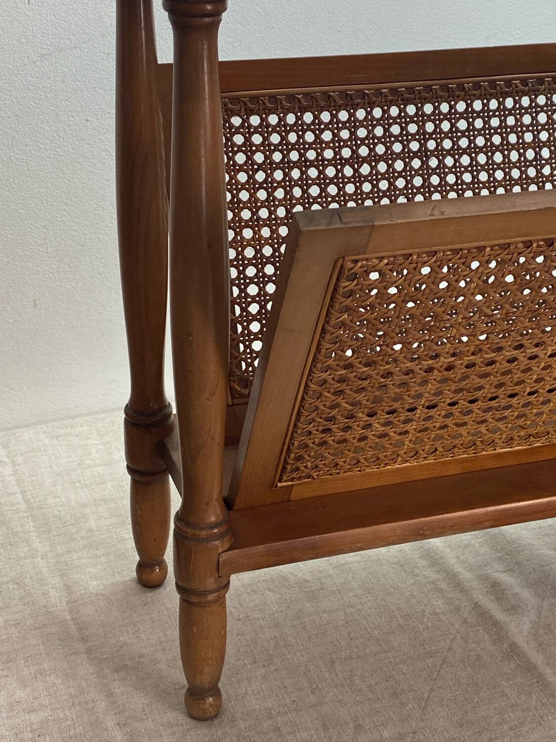 Magazine rack, wood and cane
