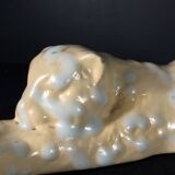 Art Deco Panthere / Cat sculpture in signed ceramic, Domien Ingels style