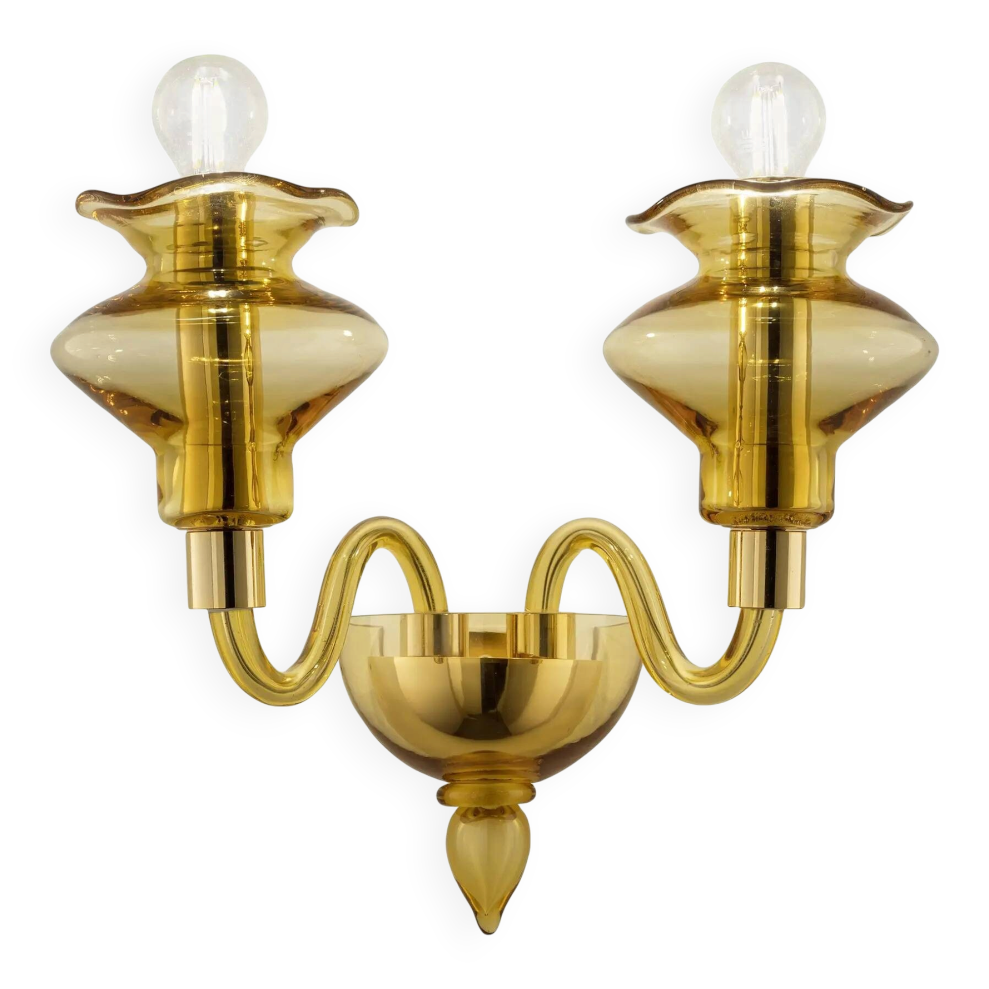 Elegant Linear Modern Amber Murano Glass Wall Sconce
