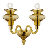 Elegant Linear Modern Amber Murano Glass Wall Sconce