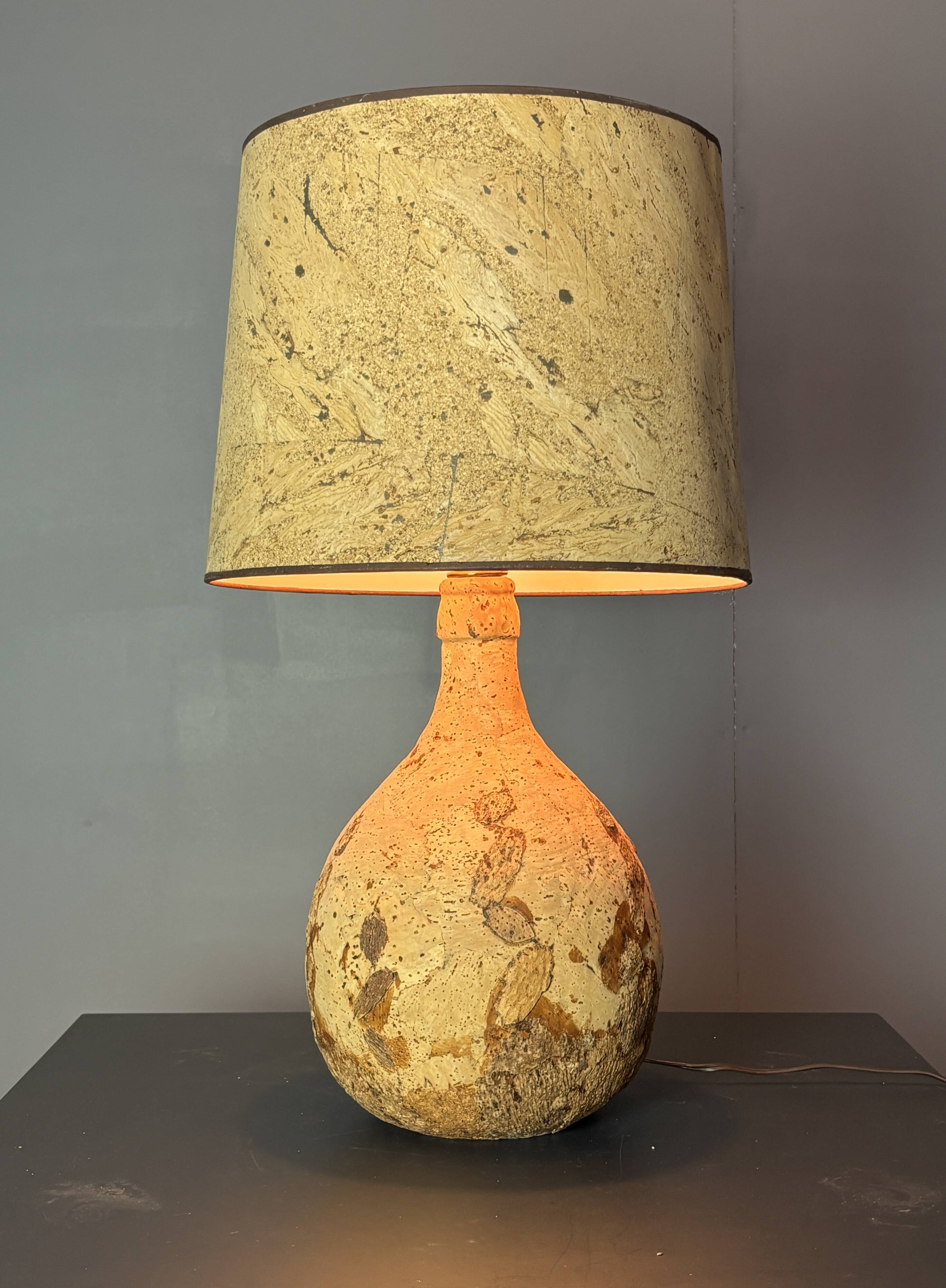 Lampe de table en liège des années 1960-1970, France