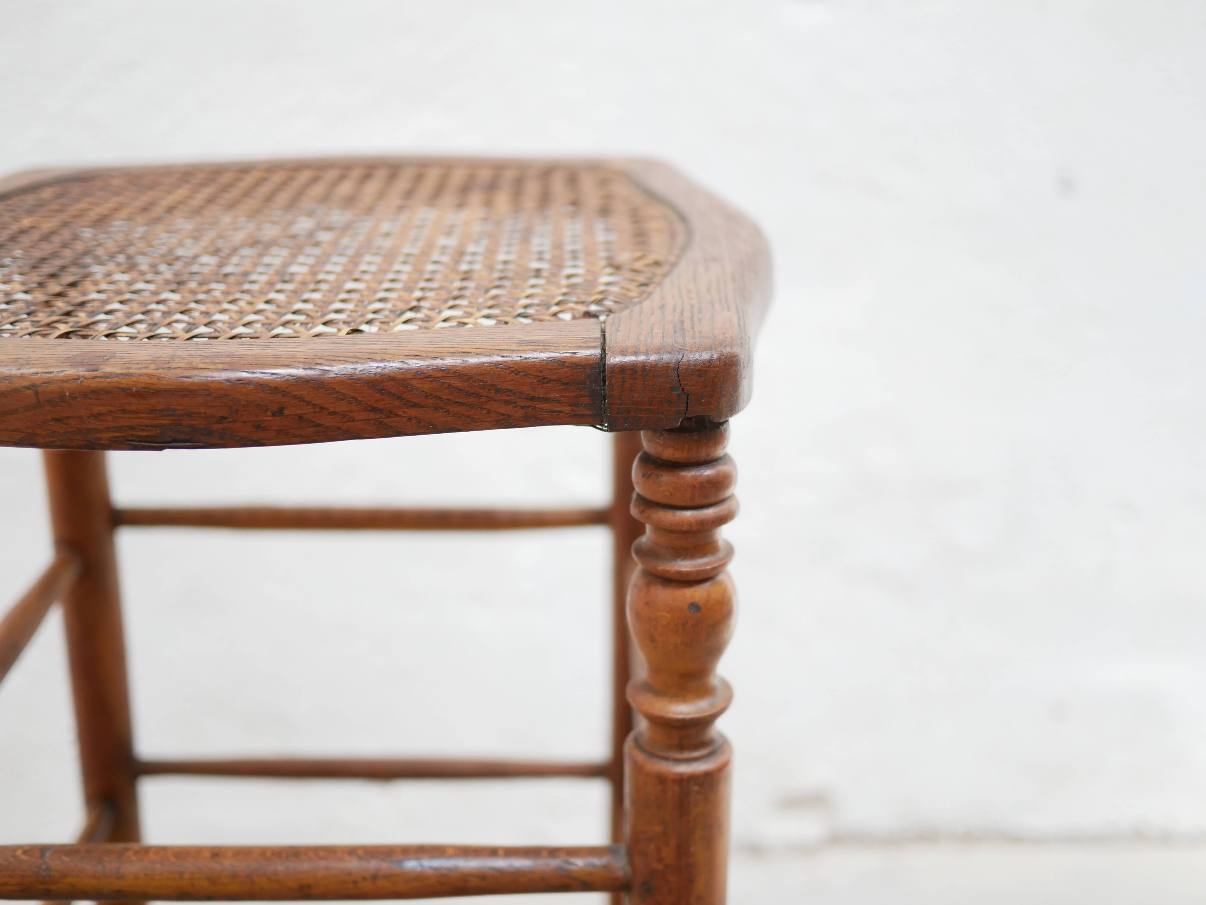 Vintage wooden bar stool and cannage