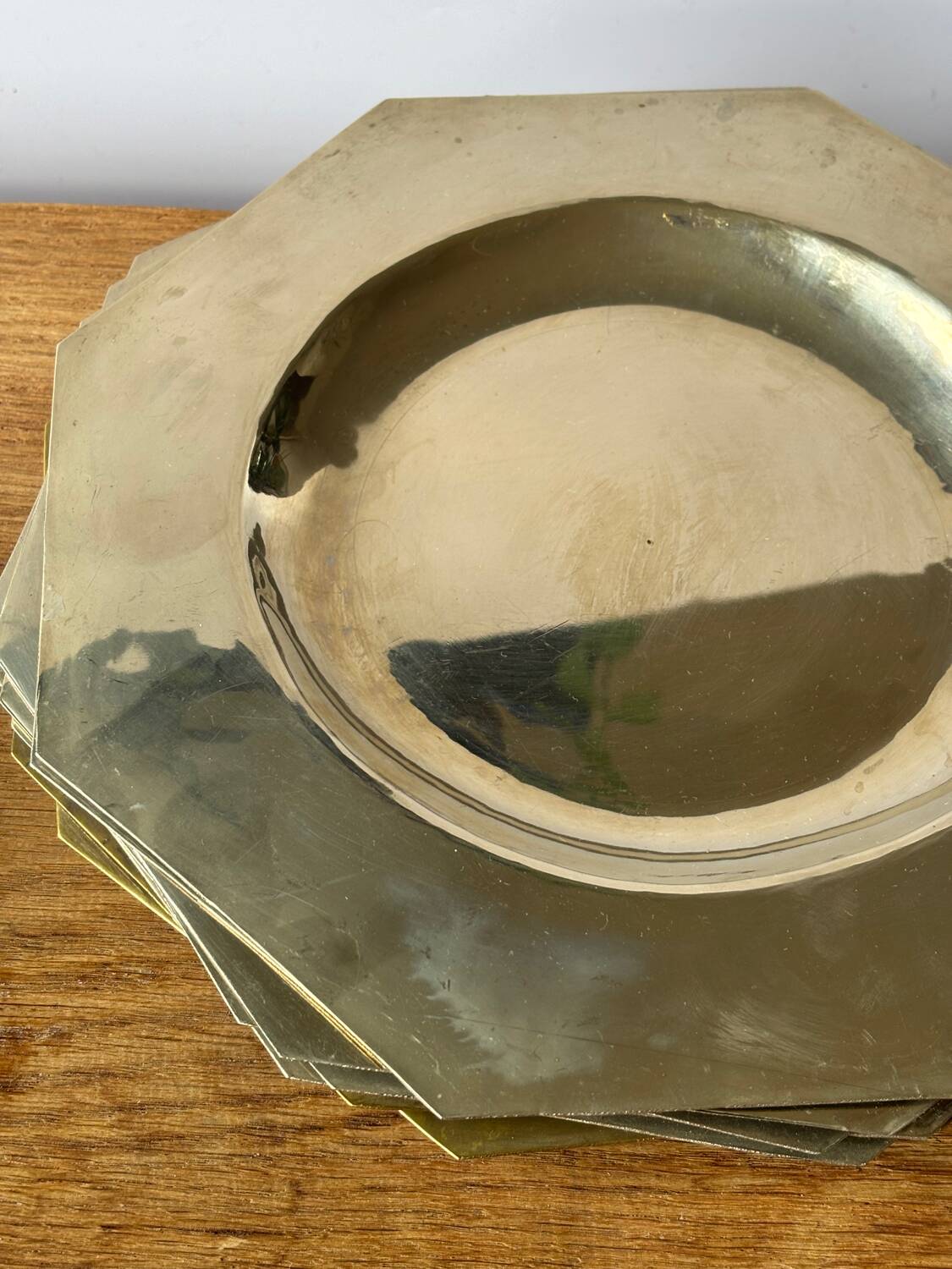 Set of 10 vintage silver metal plates