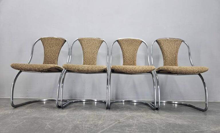 Set of Four Midcentury Dining Chairs, Gastone Rinaldi, Italy, 1970s