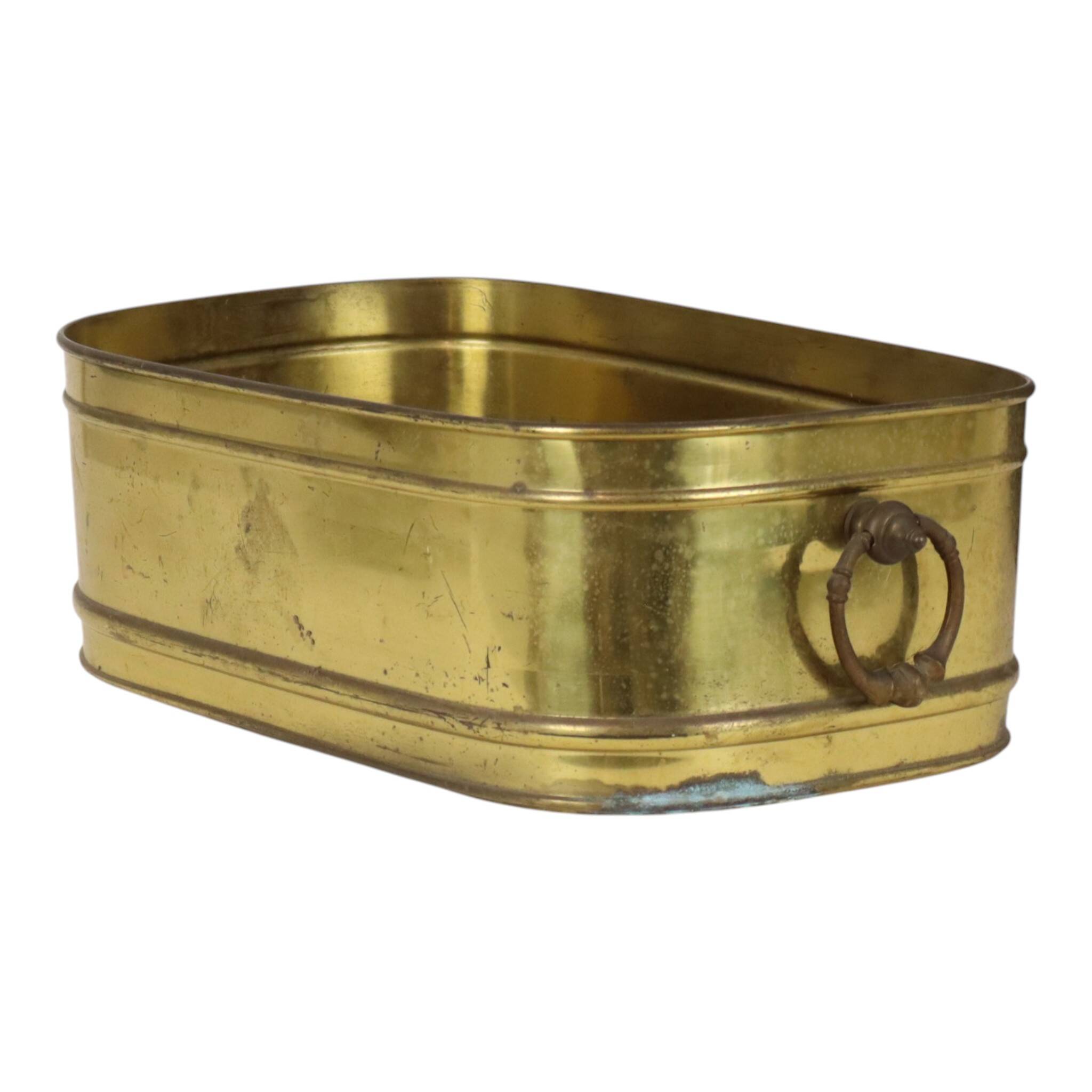 Large Oval Brass Planter Vintage XL Cachepot 41cm