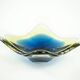 Art glass platter with organic form in blue and yellow, Europe, 1970s