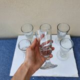 Set of 6 mouth-blown foot glasses