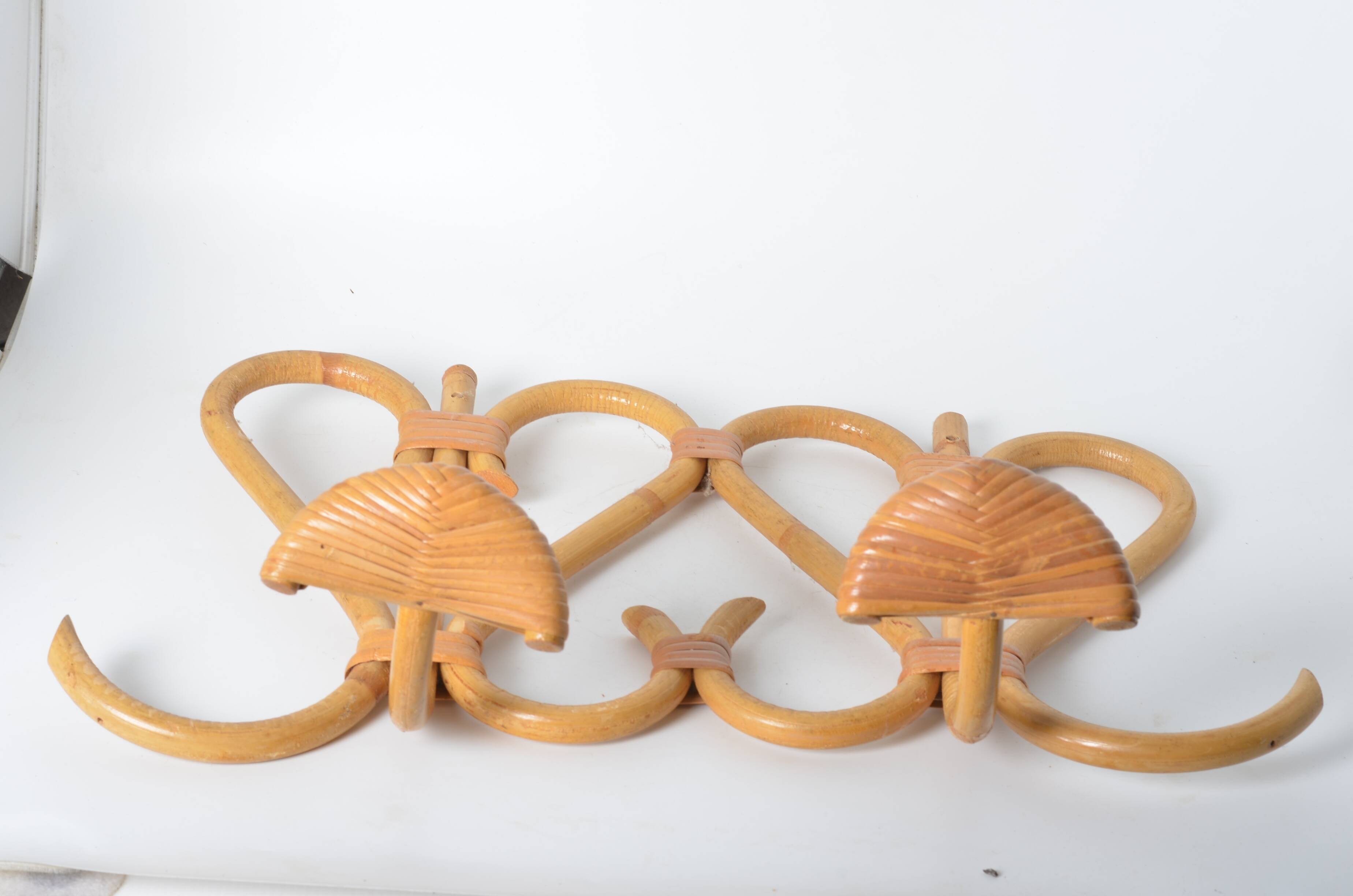 Double rattan coat rack