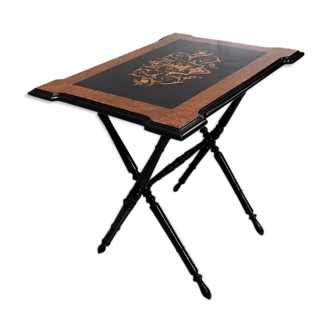 Table pliante marquetée, époque Napoléon III – XIXe