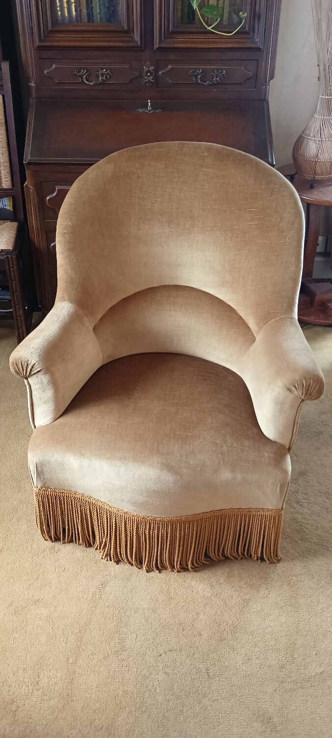 Ochre velvet armchair