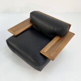 Pair of black leather "Pianura" armchairs by Mario Bellini for Cassina, 1970