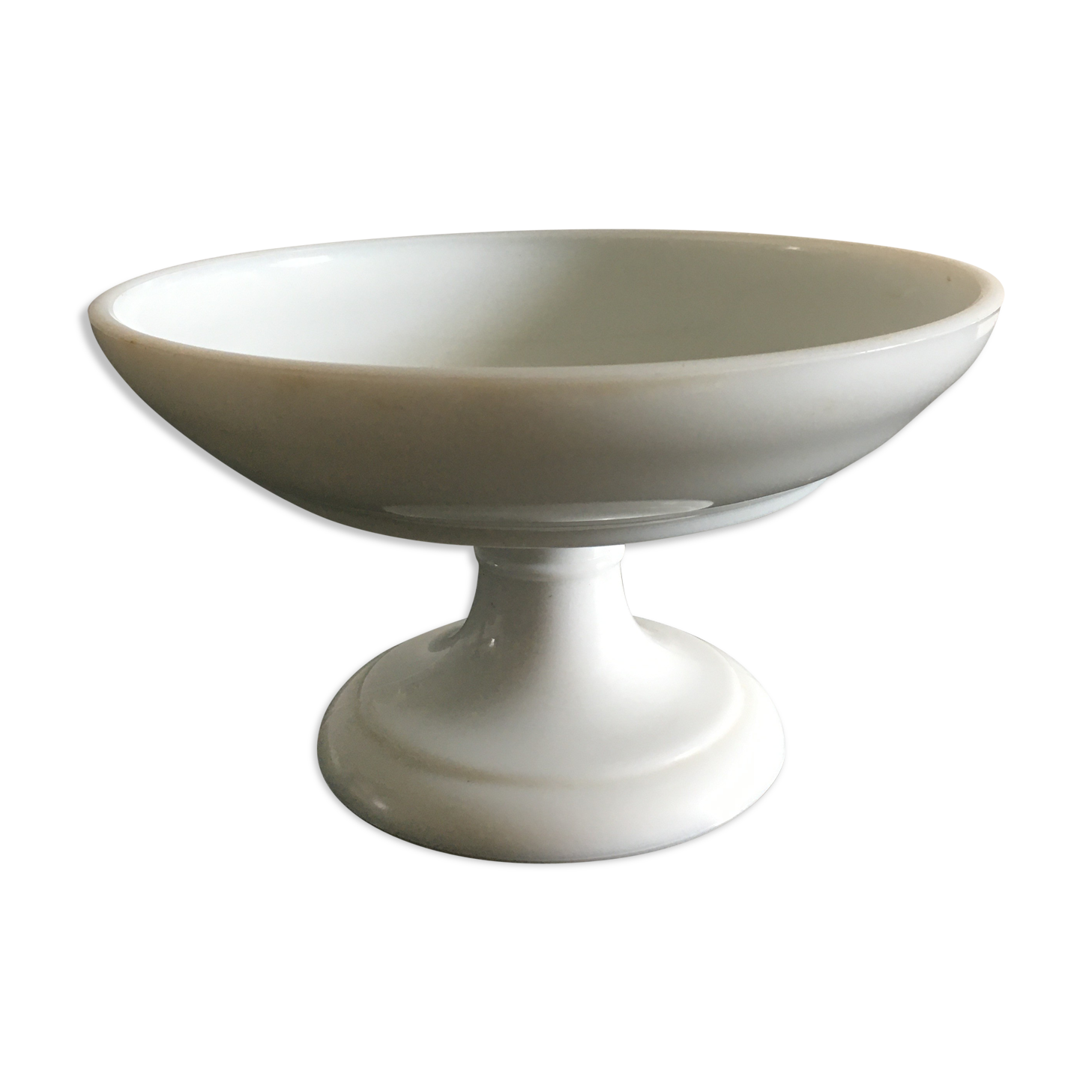 White opaline footed bowl