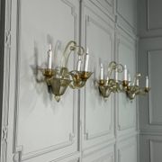 Venetian wall light in gilded Murano glass, circa 1940, set of five available.