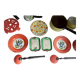 Vintage dinette in enamelled sheet metal of 27 pieces