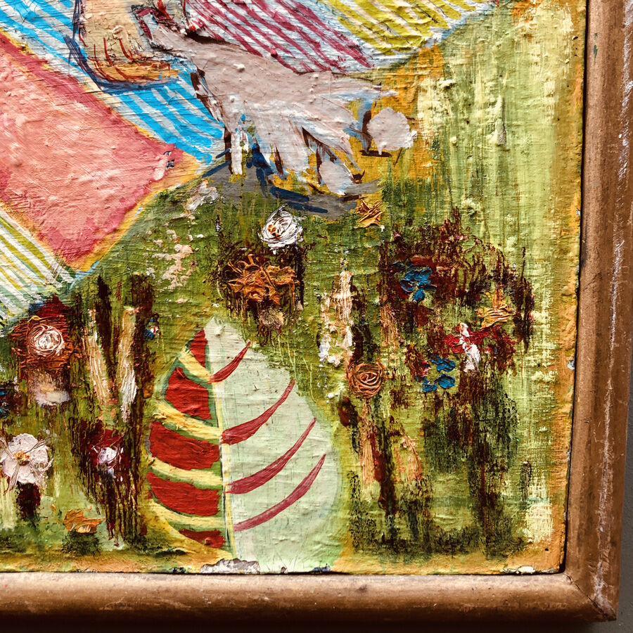 Vintage painting 70's "Psychedelic Campaign Party"