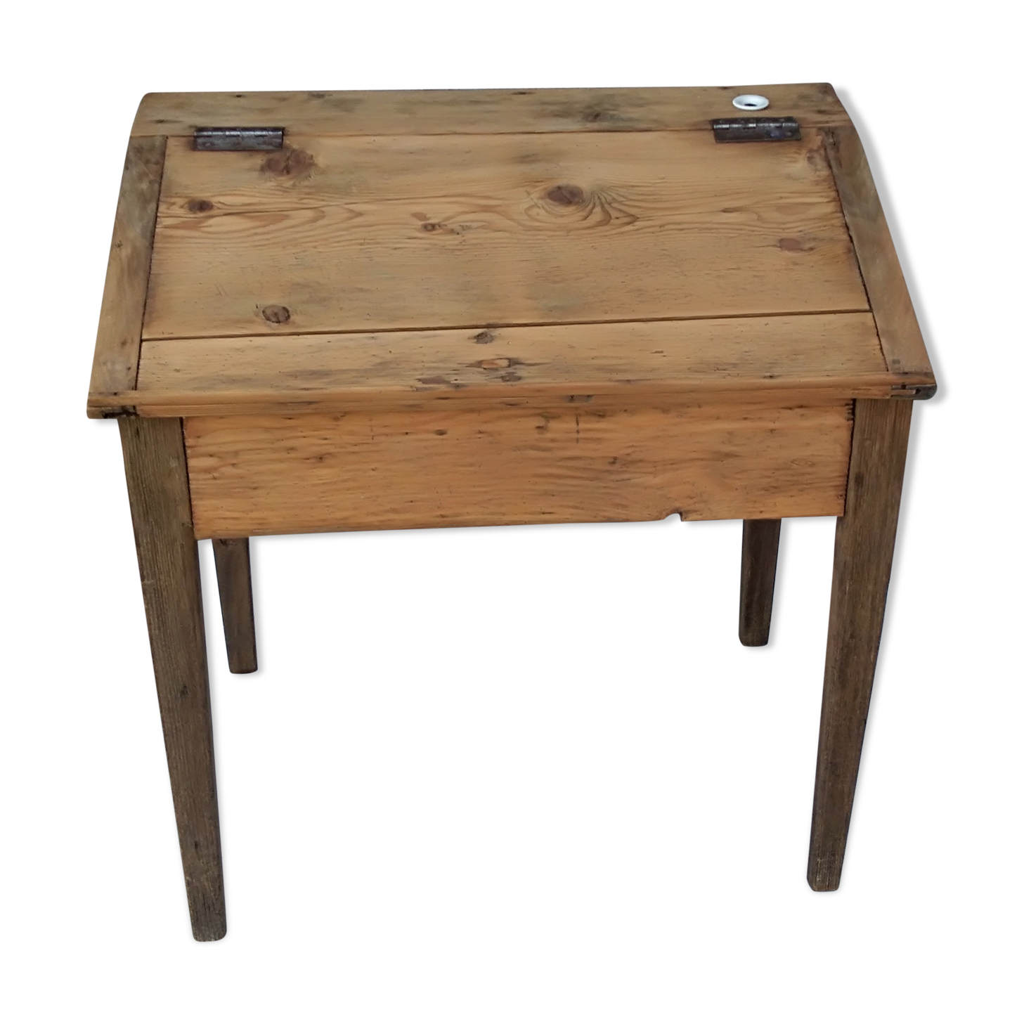 former schoolboy desk with felling and his porcelain inkwell