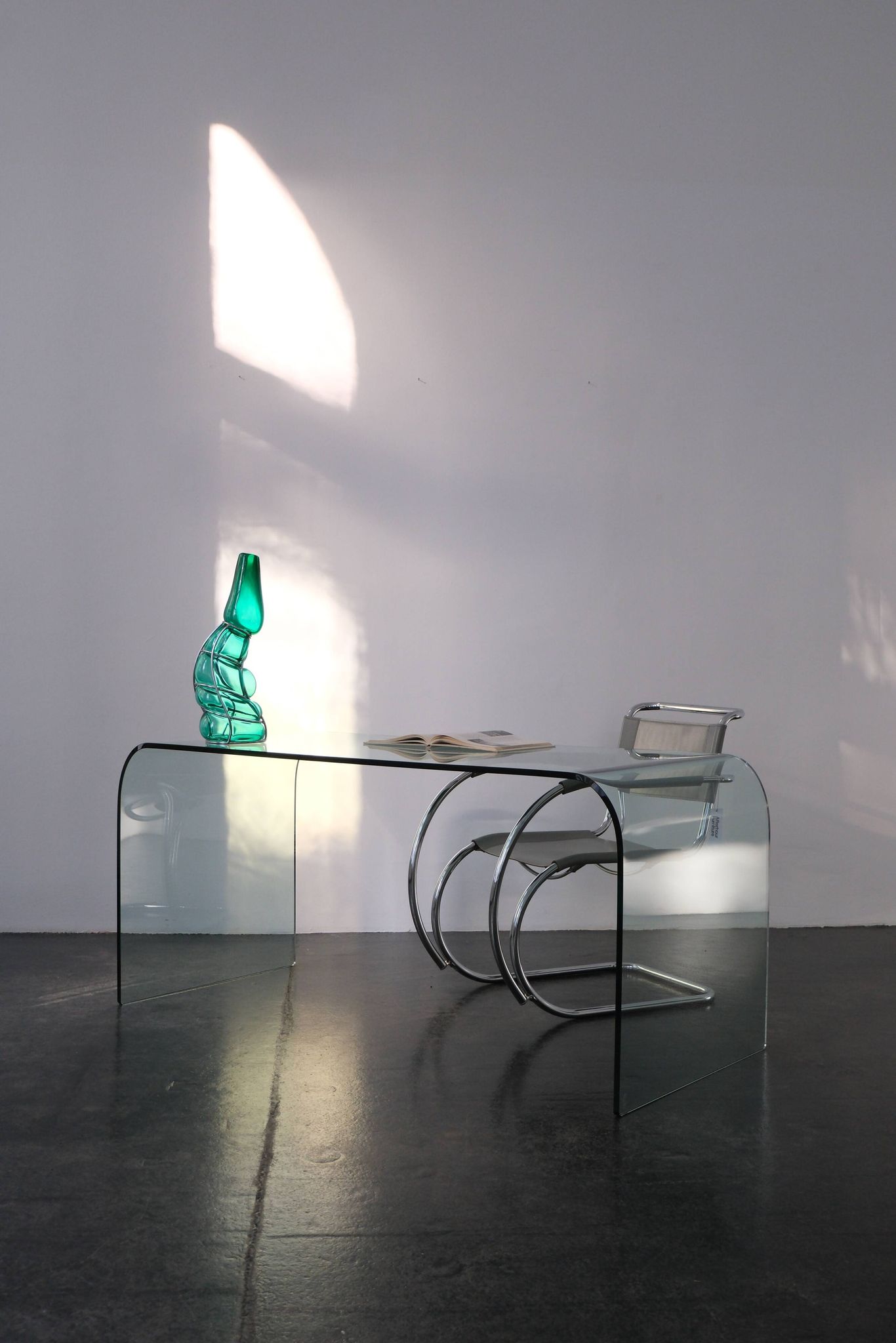 Glass writing desk by Fiam