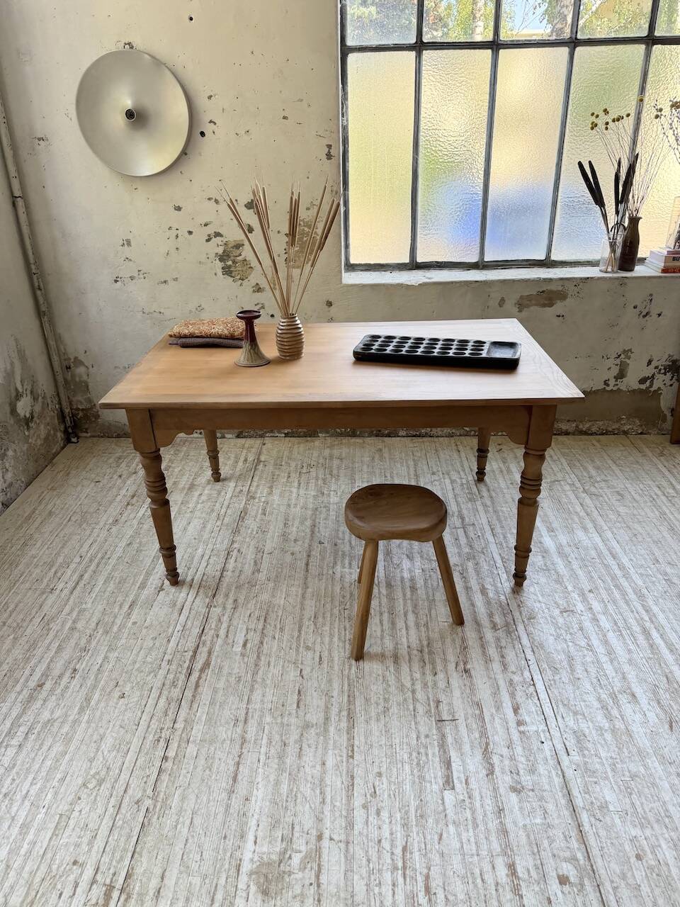 Table de ferme noyer à rallonges 150-250cm