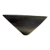 Vase navette Antonio Lampecco, céramique émaillée gris-vert, signé