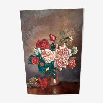 Peinture, bouquet de roses